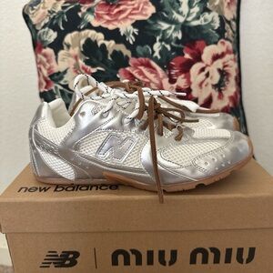 New Balance Silver and White Chunky Sneakers